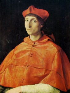 Raffaello Sanzio: Ritratto di cardinale, Madrid Prado (cm. 62).